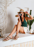 Load image into Gallery viewer, Studded Multi-Strap Sandals - beige
