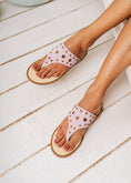 Load image into Gallery viewer, Eyelet Detail T-Strap Slides - purple
