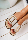 Load image into Gallery viewer, Gold Buckle Flat Mules - light gray
