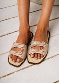 Load image into Gallery viewer, Double Bow Leather Slides - beige
