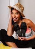 Load image into Gallery viewer, Double Bow Leather Slides - black
