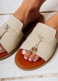 Load image into Gallery viewer, Elegant Open-Toe Flat Slides - beige
