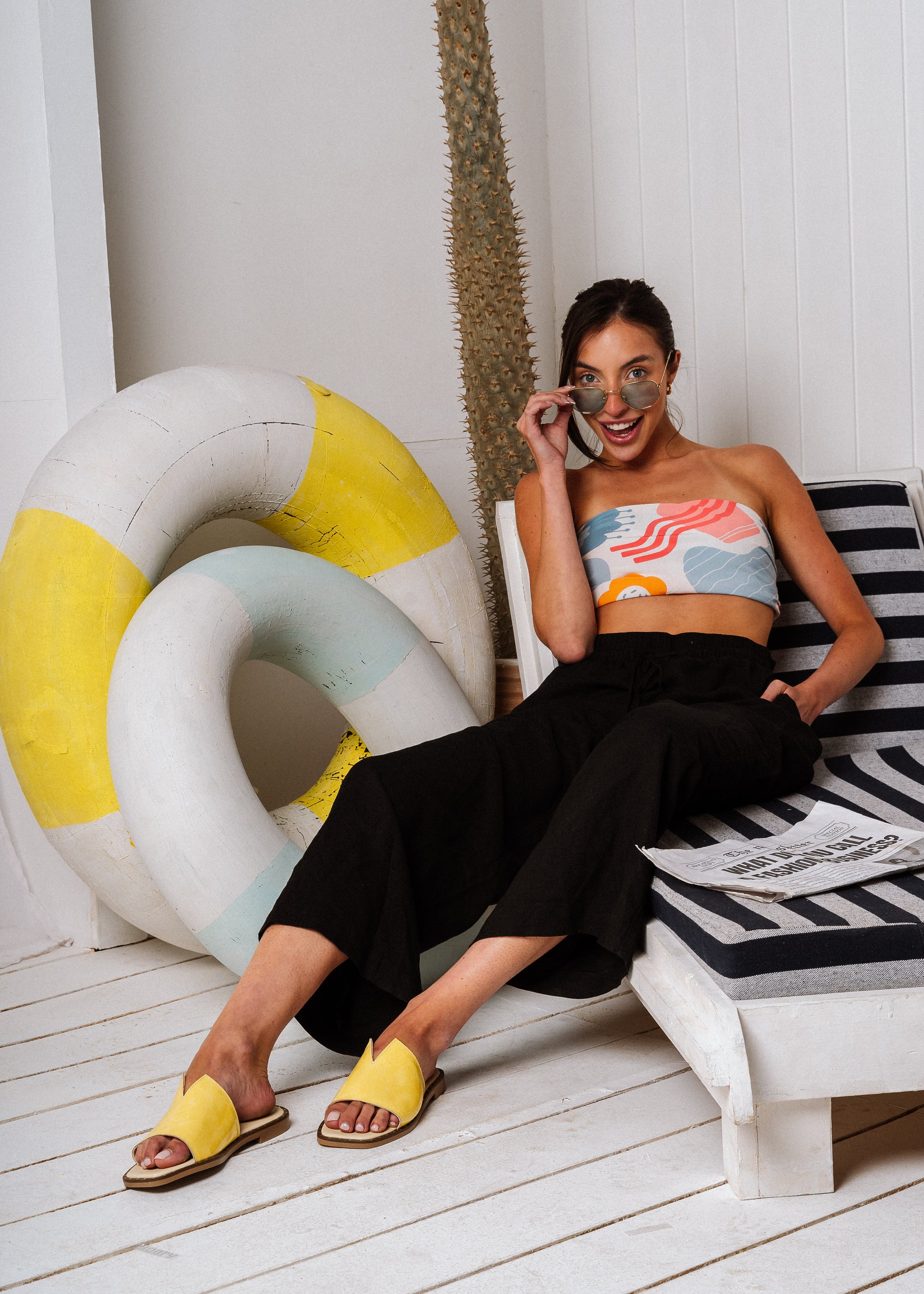 Sleek V-Cut Square Slides - yellow