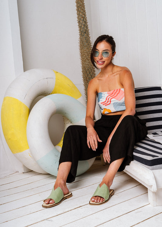Sleek V-Cut Square Slides - green