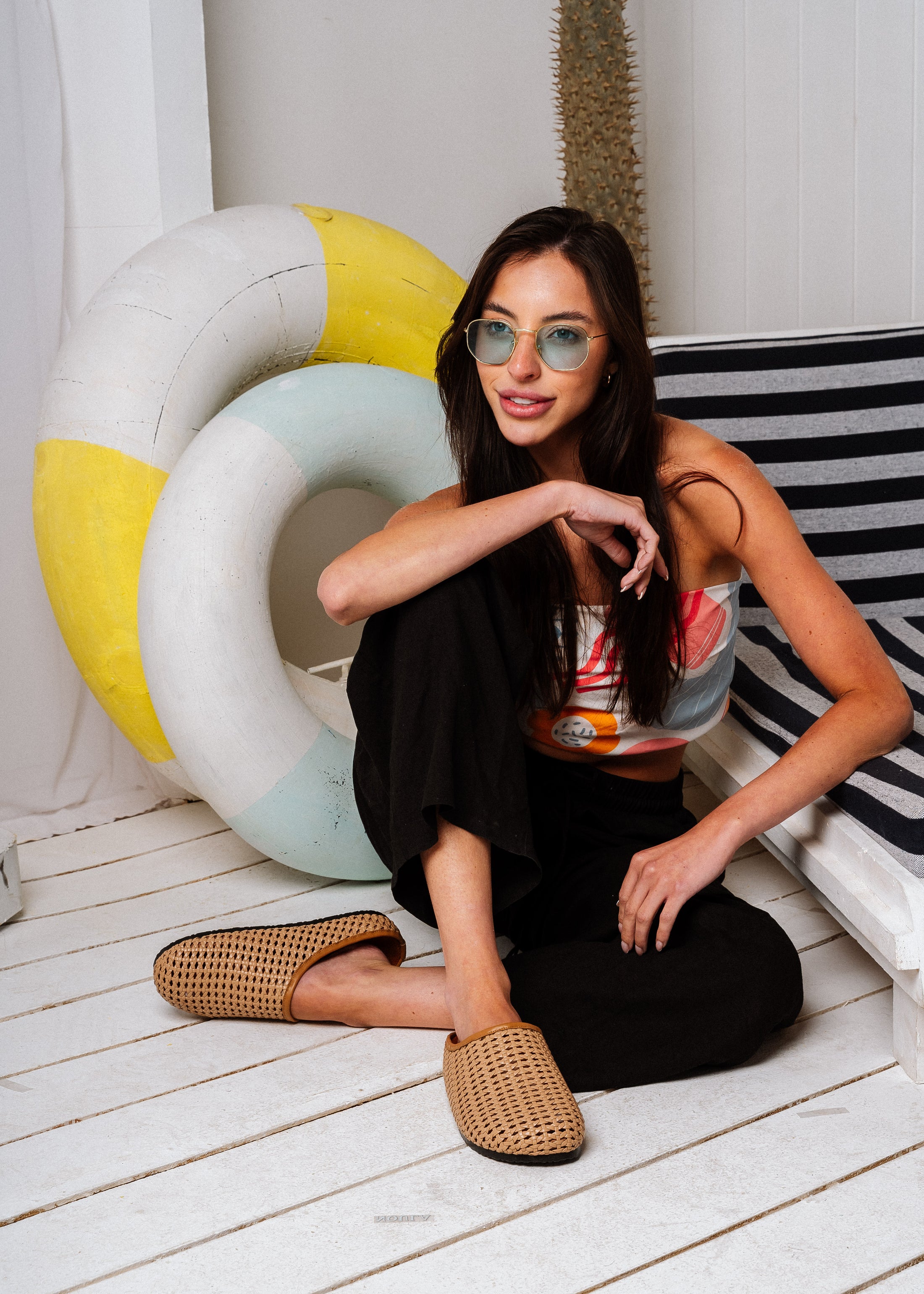 Braid Casual Mules - cafe