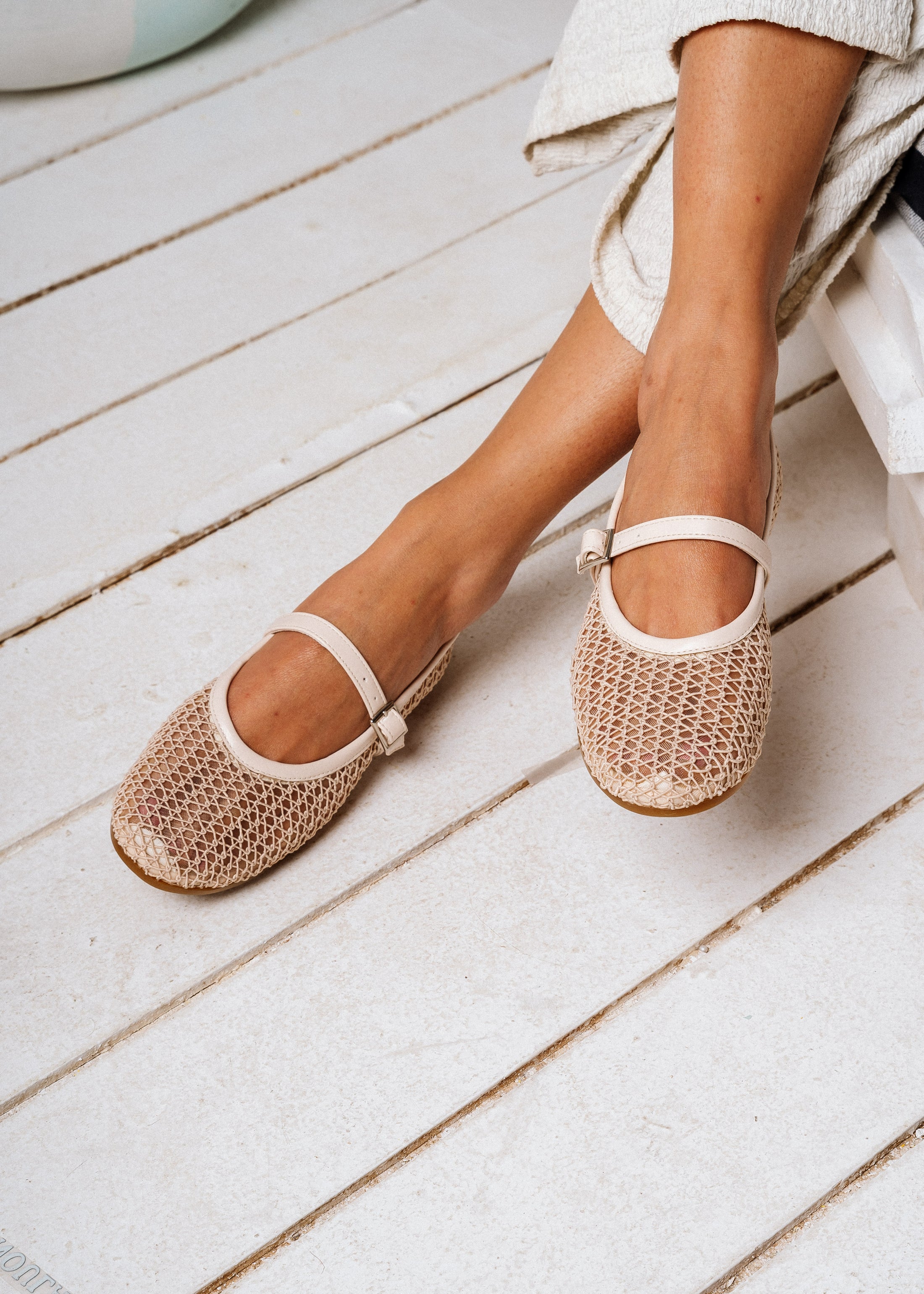 The Micro-Net Ballet Flat -  beige