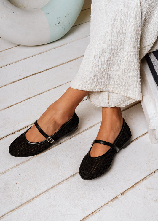 The Micro-Net Ballet Flat -  black