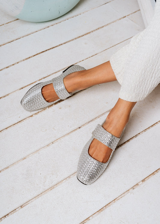 Soft-Weave Ballet Flat -  silver