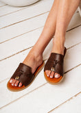 Load image into Gallery viewer, Tassel Detail Open-Toe Slides - brown

