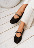 Load image into Gallery viewer, The Lace Mary Jane Flat -  black
