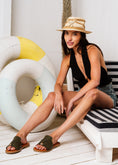 Load image into Gallery viewer, Tassel Detail Open-Toe Slides - olive
