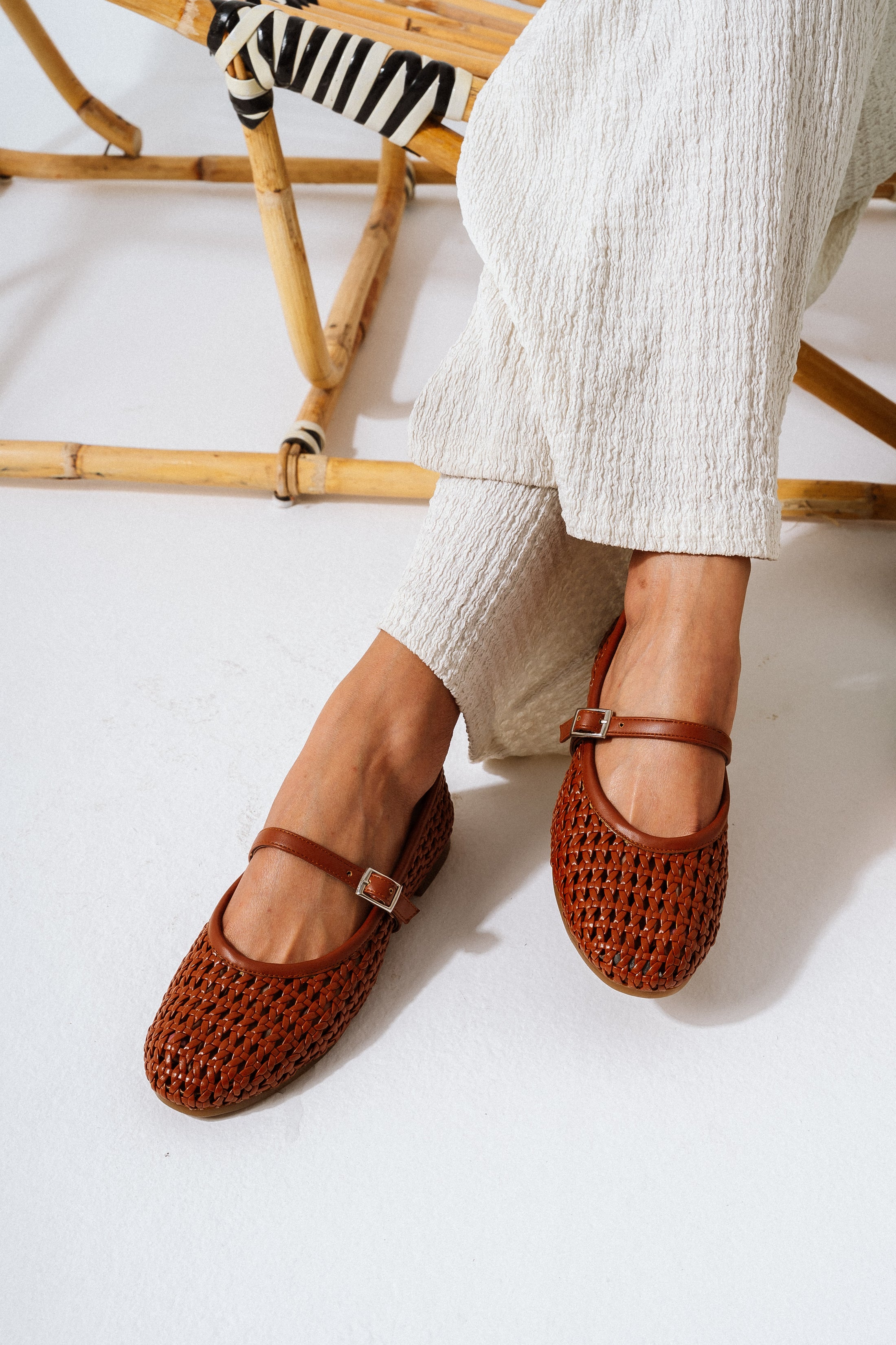 The Basket-Weave Flat -  camel