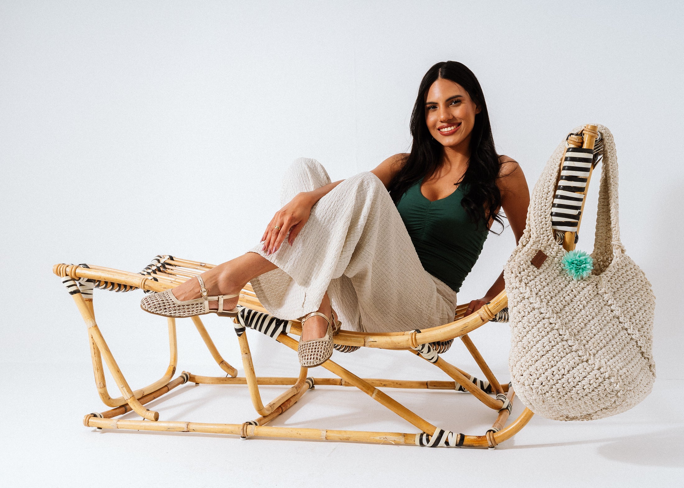 Lattice Flat Sandals - gold