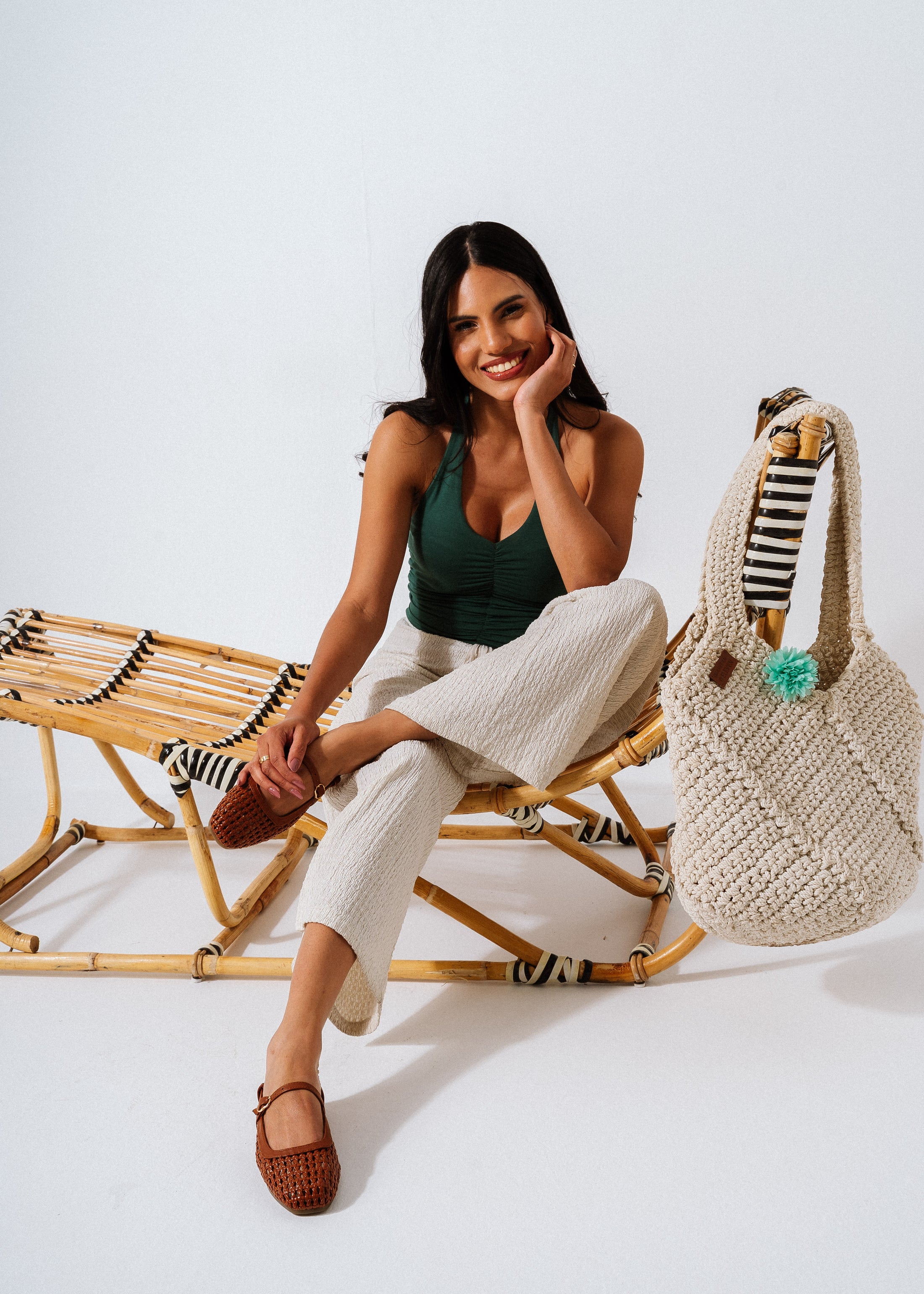 Lattice Flat Sandals - camel