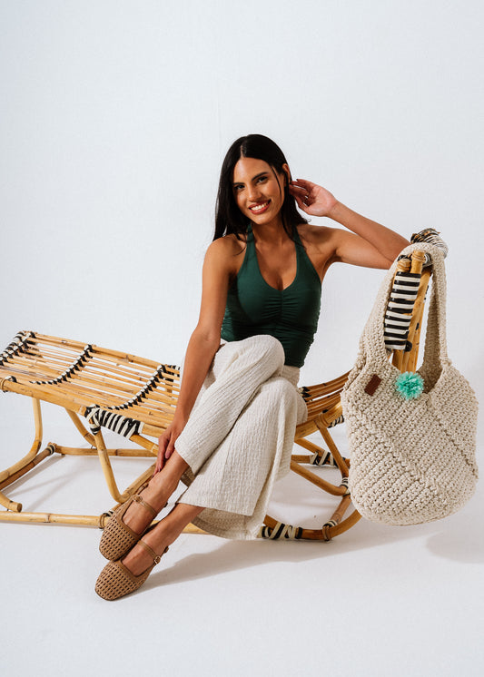 Lattice Flat Sandals - cafe