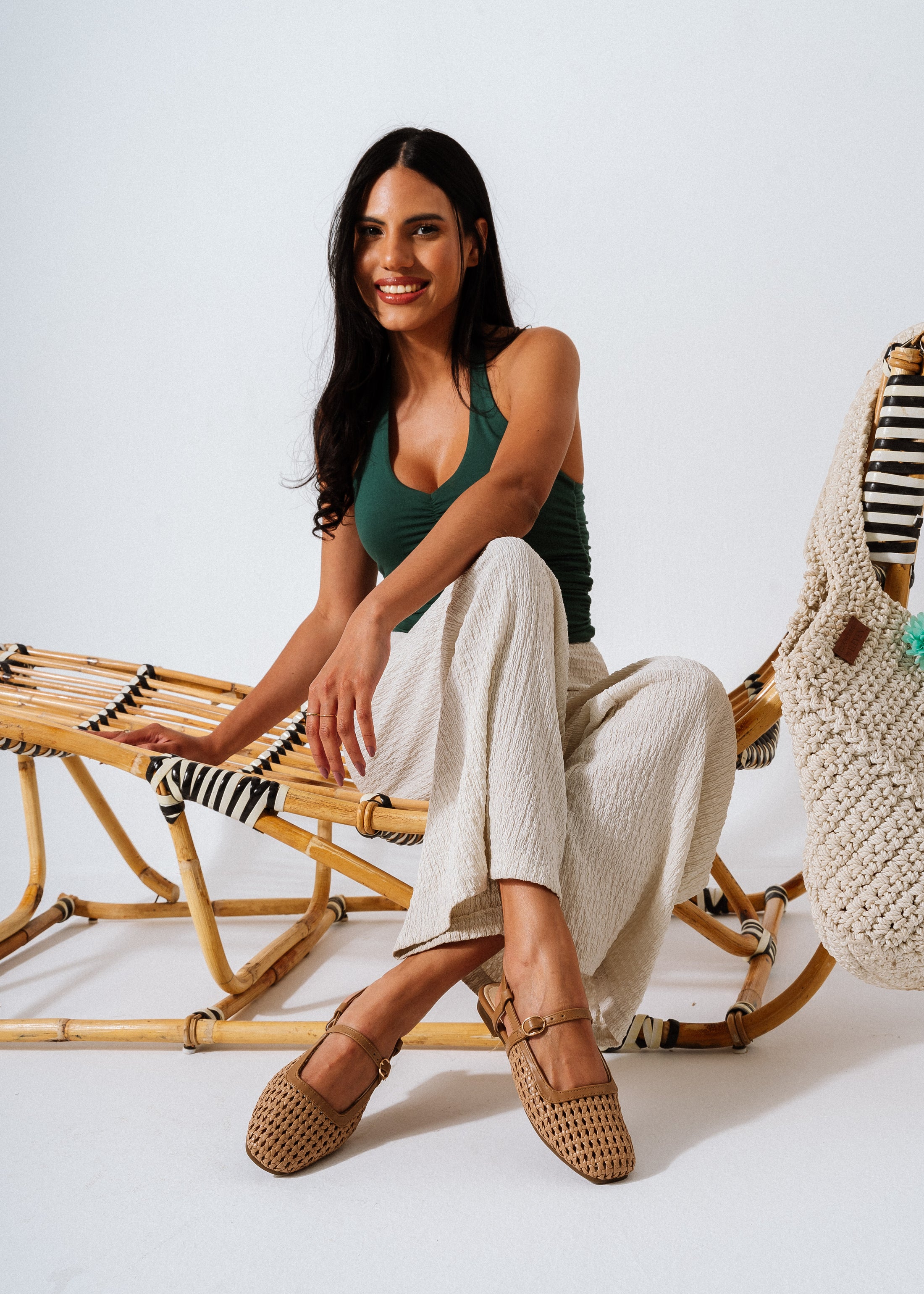 Lattice Flat Sandals - cafe