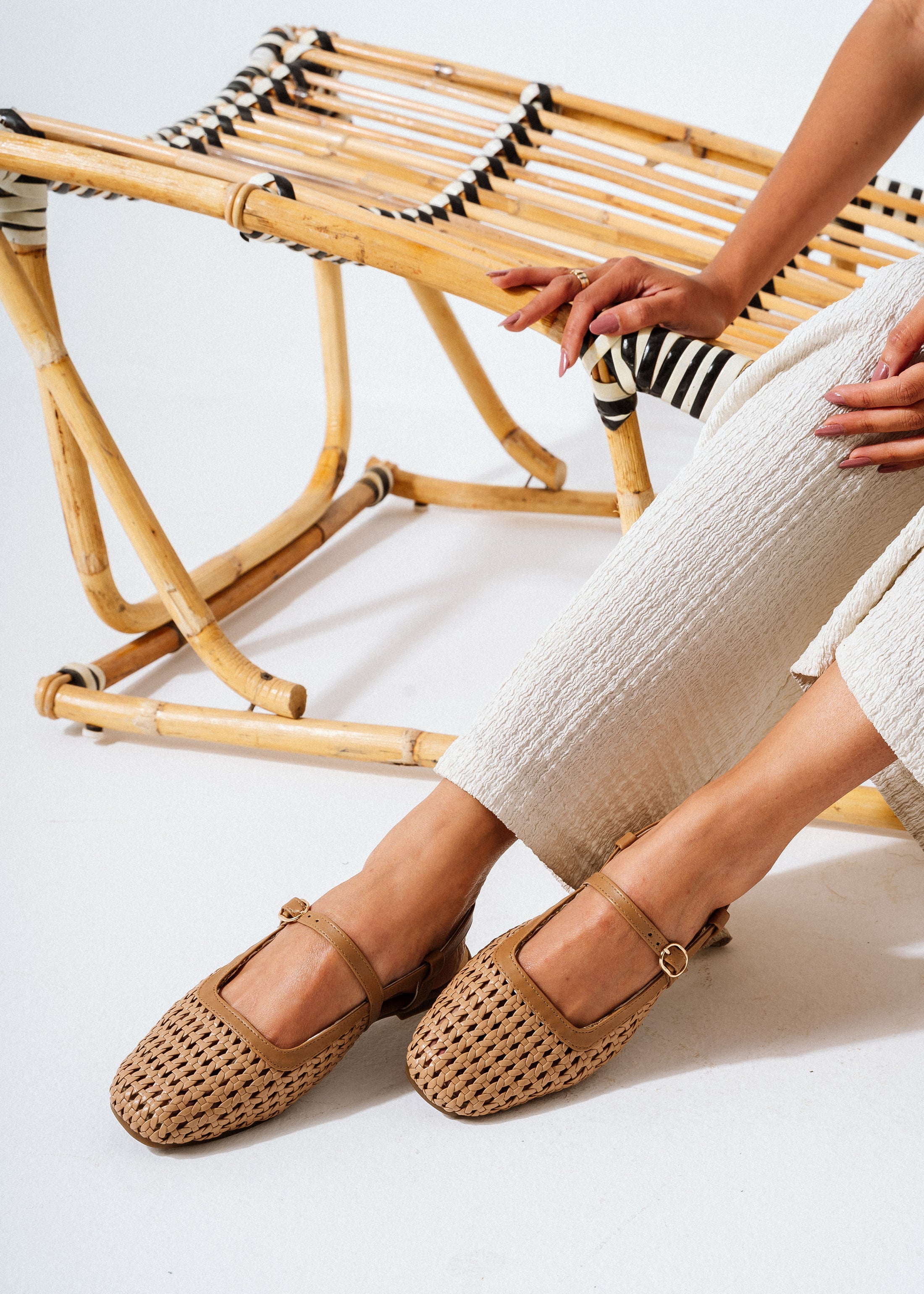 Lattice Flat Sandals - cafe