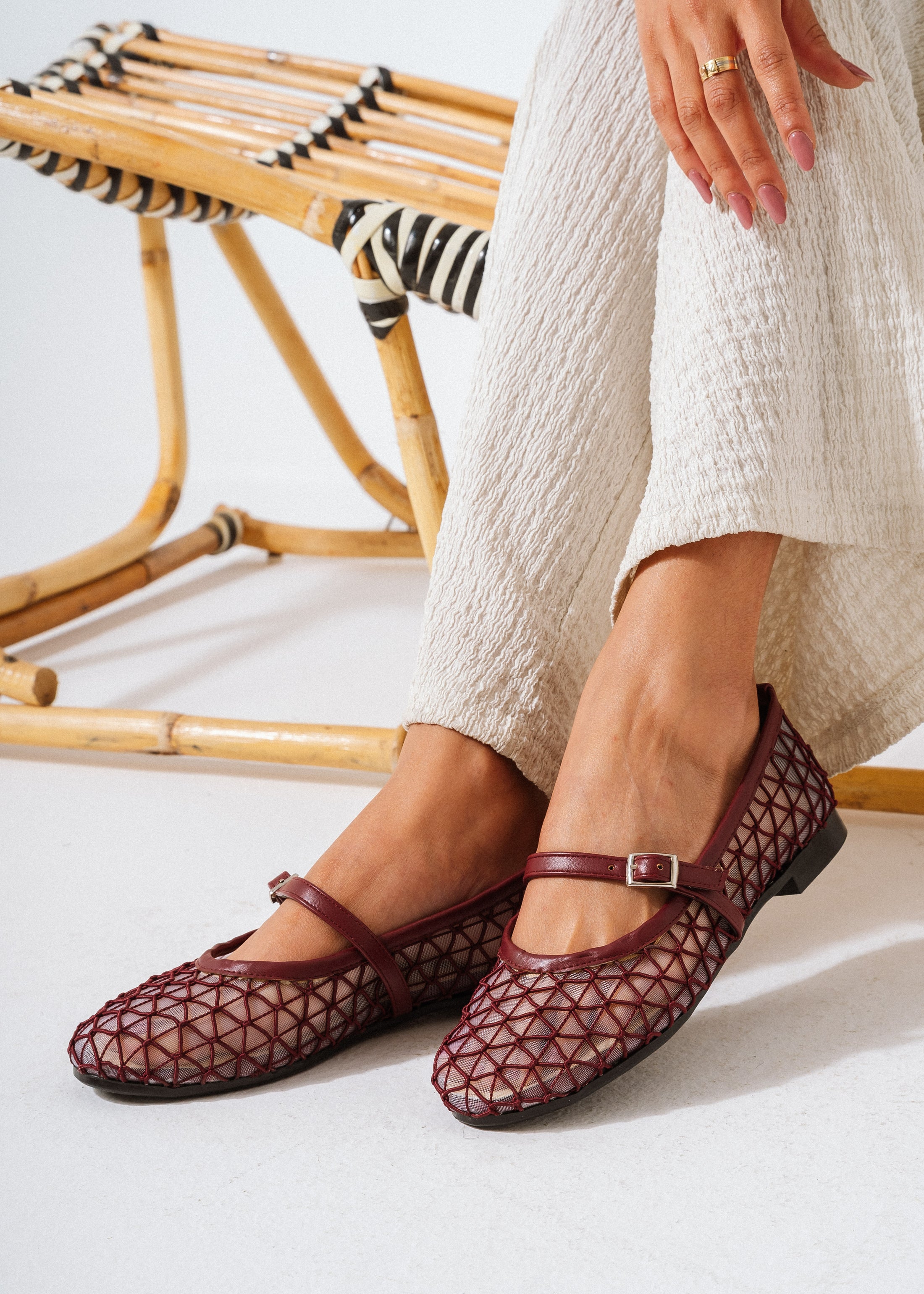 Strand Mesh Flats -  maroon