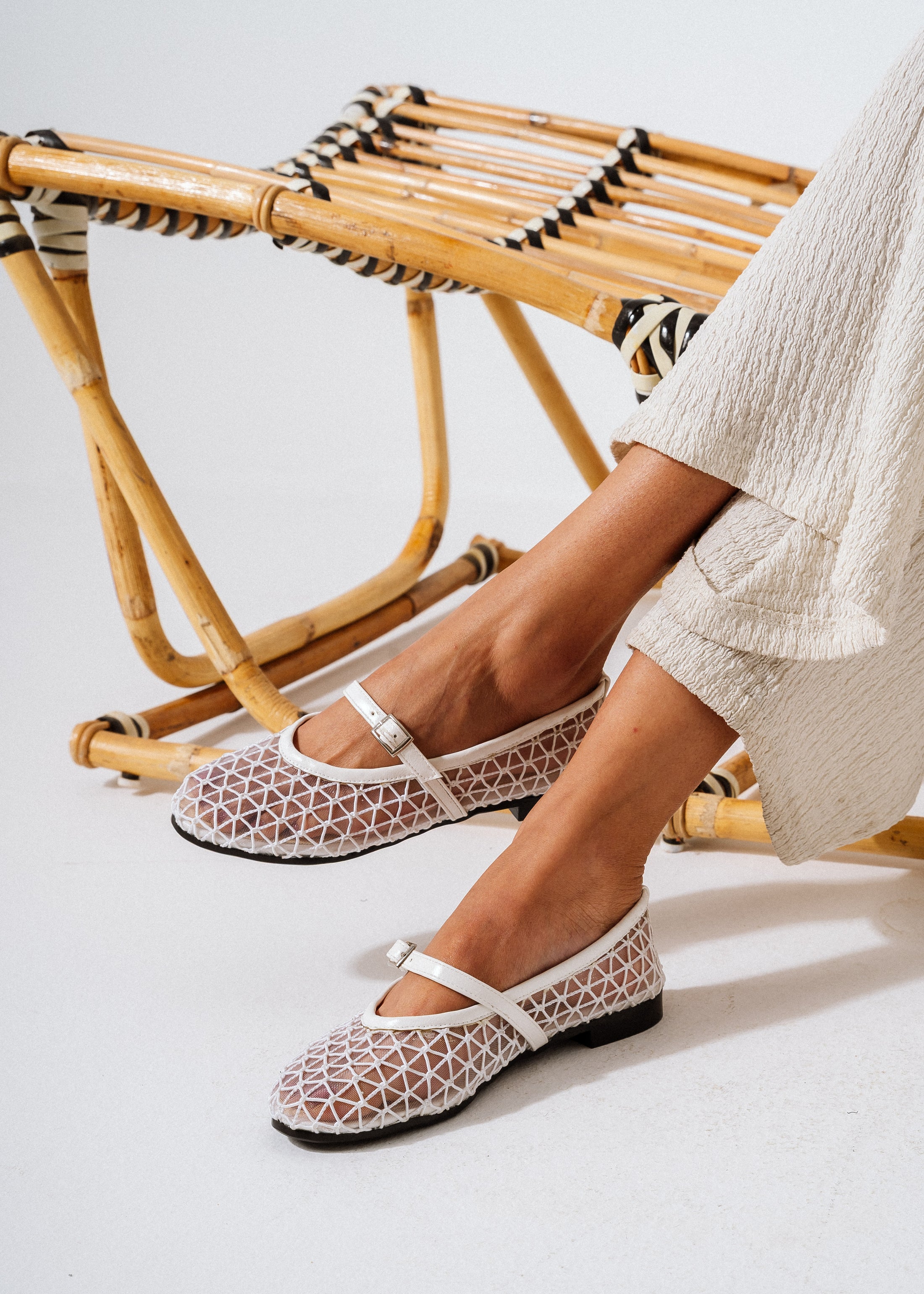 Strand Mesh Flats -  white