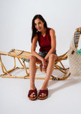 Load image into Gallery viewer, Criss-Cross Toe-Loop Slides - maroon
