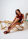 Load image into Gallery viewer, Criss-Cross Toe-Loop Slides - maroon
