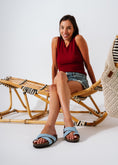 Load image into Gallery viewer, Criss-Cross Toe-Loop Slides - blue
