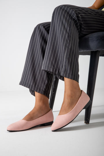 Cracked-Effect Ballet Flat-pink