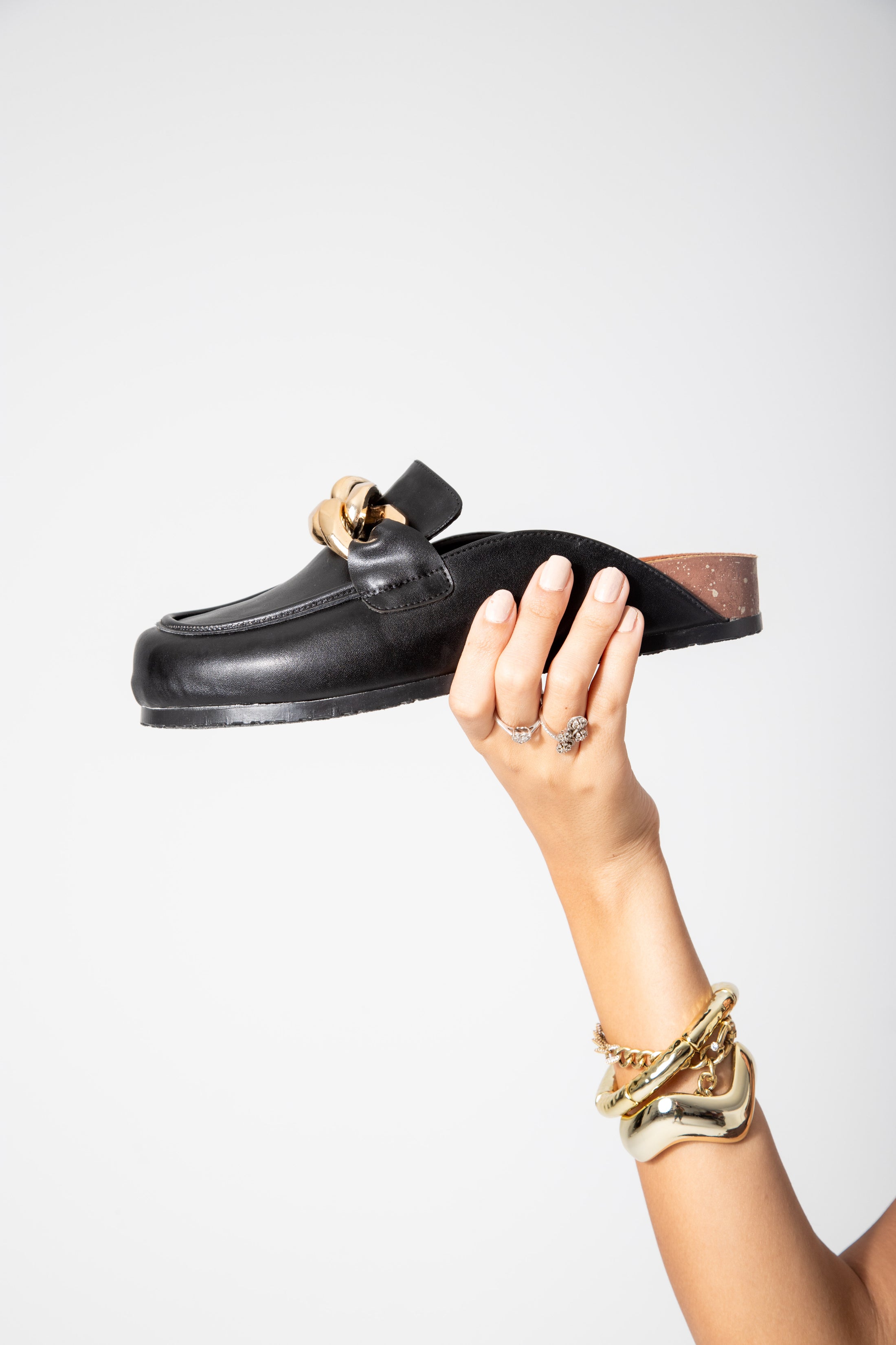 Chain-Detail Clog-black