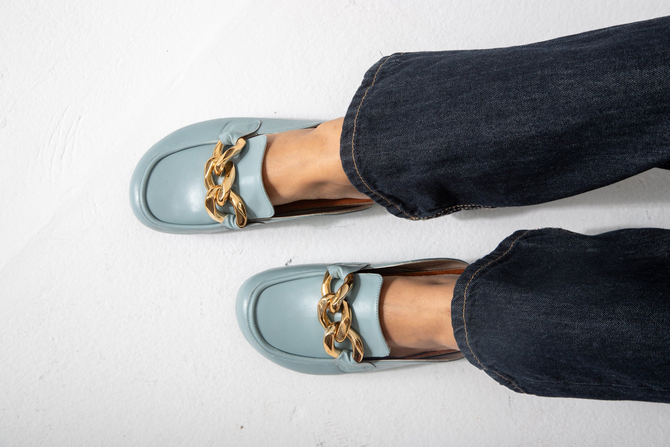 Chain-Detail Clog-baby blue