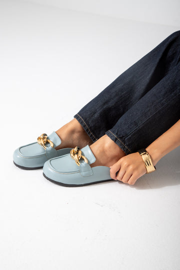Chain-Detail Clog-baby blue