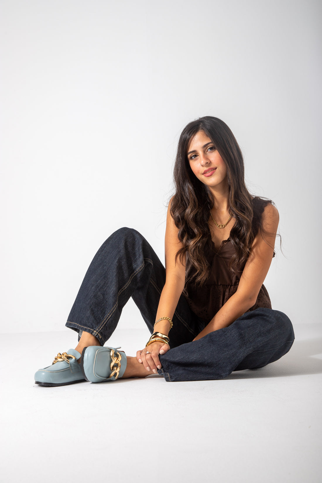 Chain-Detail Clog-baby blue