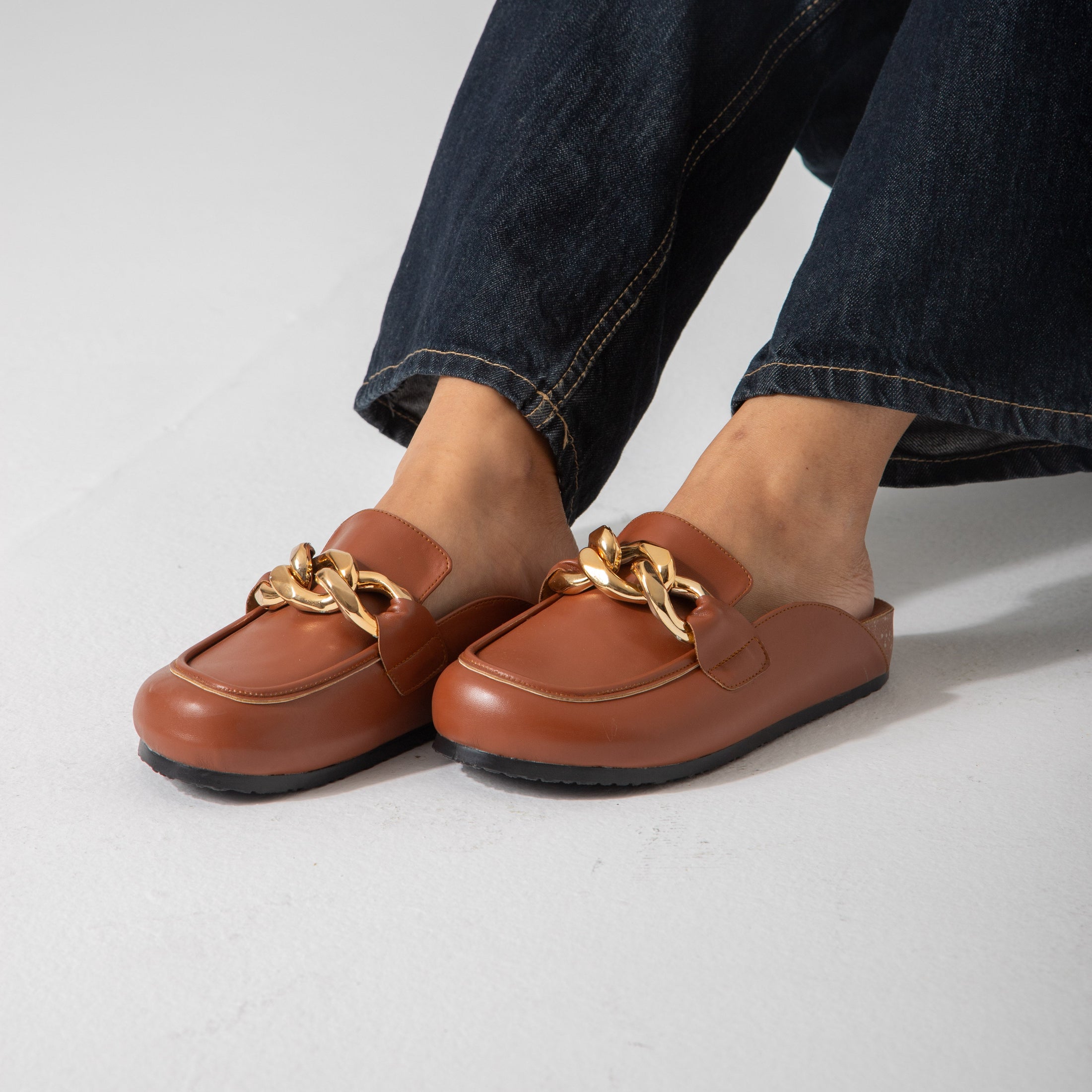 Chain-Detail Clog-camel
