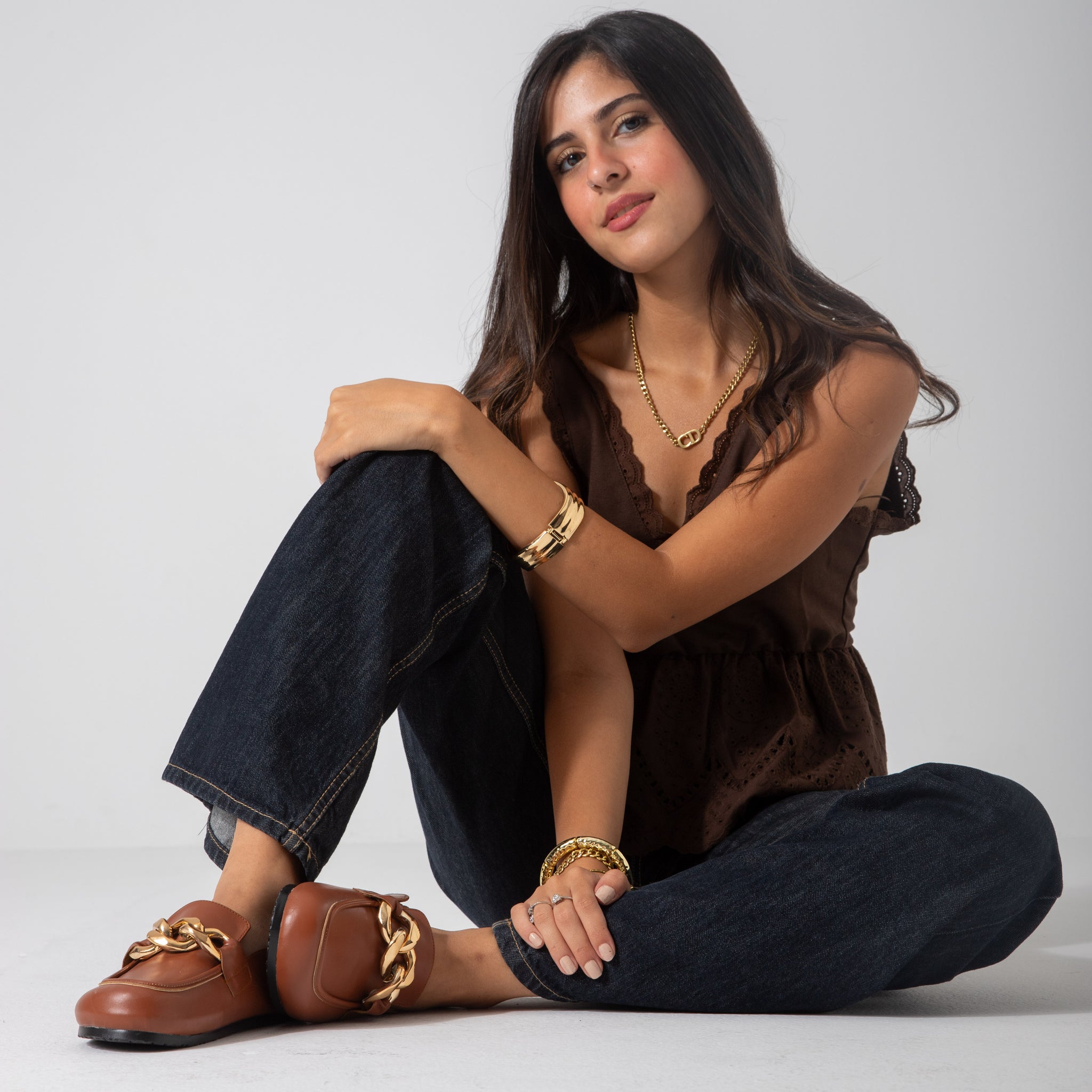 Chain-Detail Clog-camel