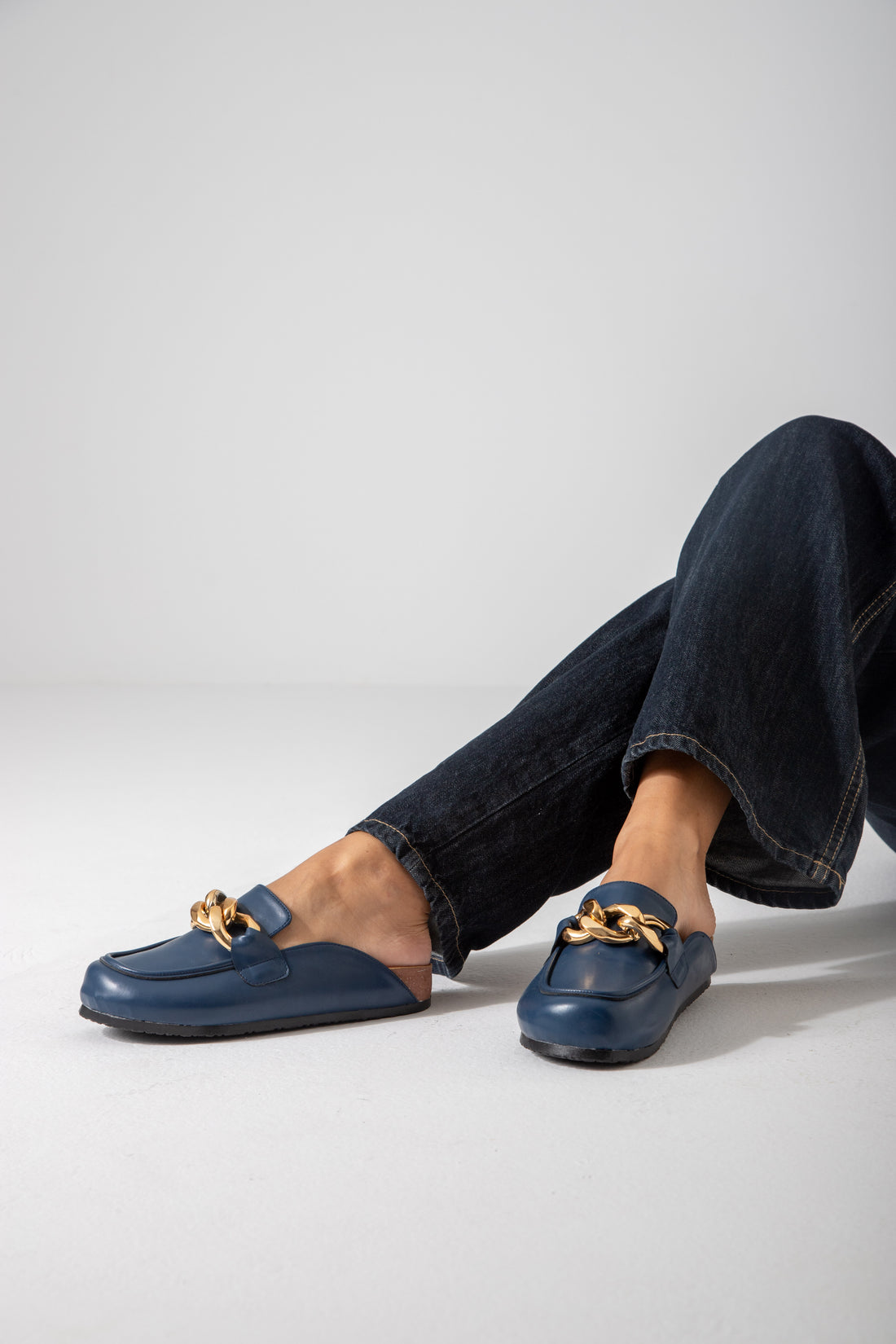 Chain-Detail Clog-dark blue