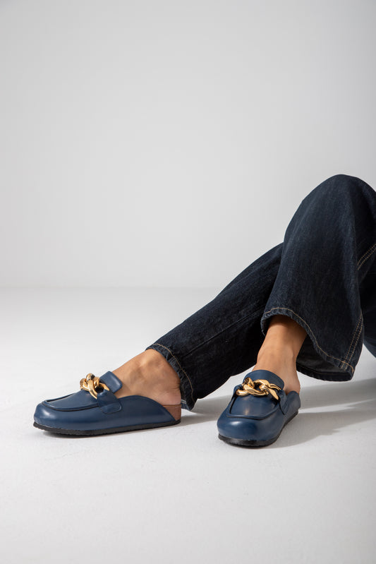 Chain-Detail Clog-dark blue