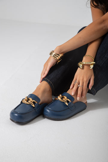 Chain-Detail Clog-dark blue