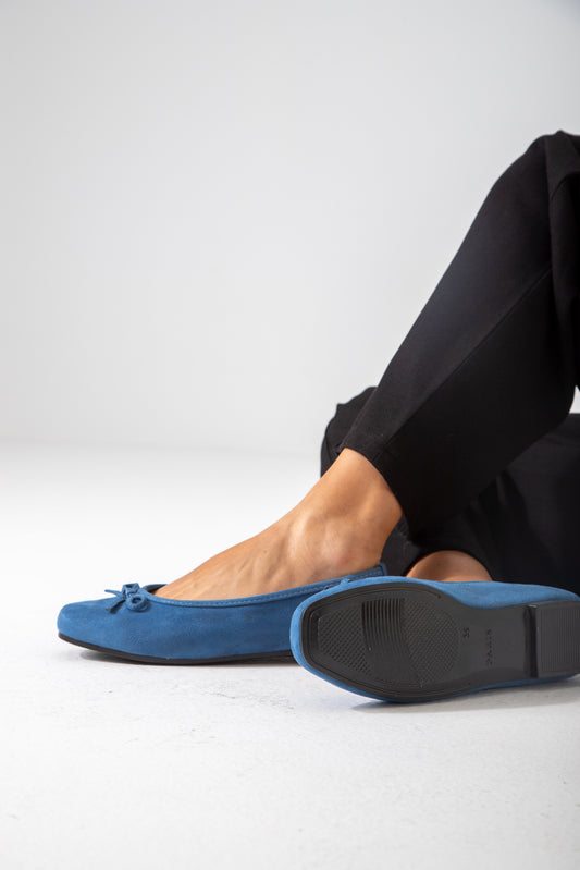 Suede-Ballet Flat-blue