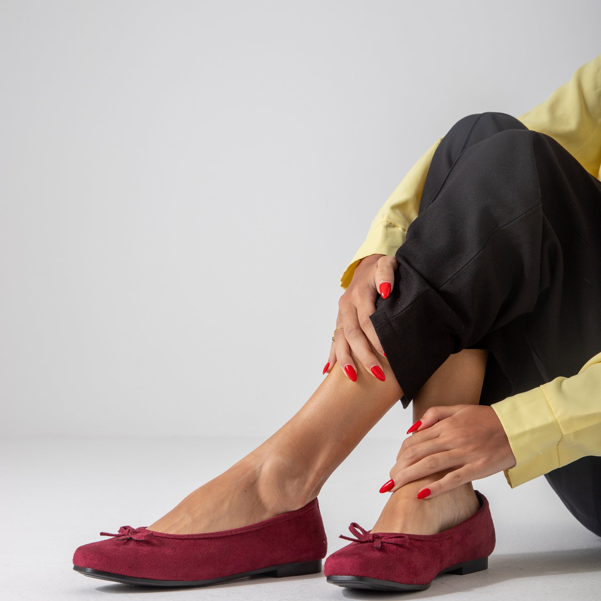 Suede-Ballet Flat-marron