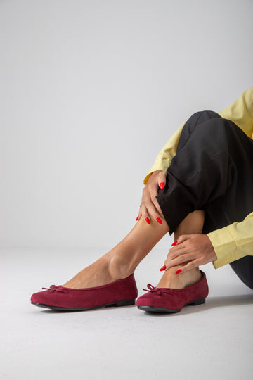 Suede-Ballet Flat-marron
