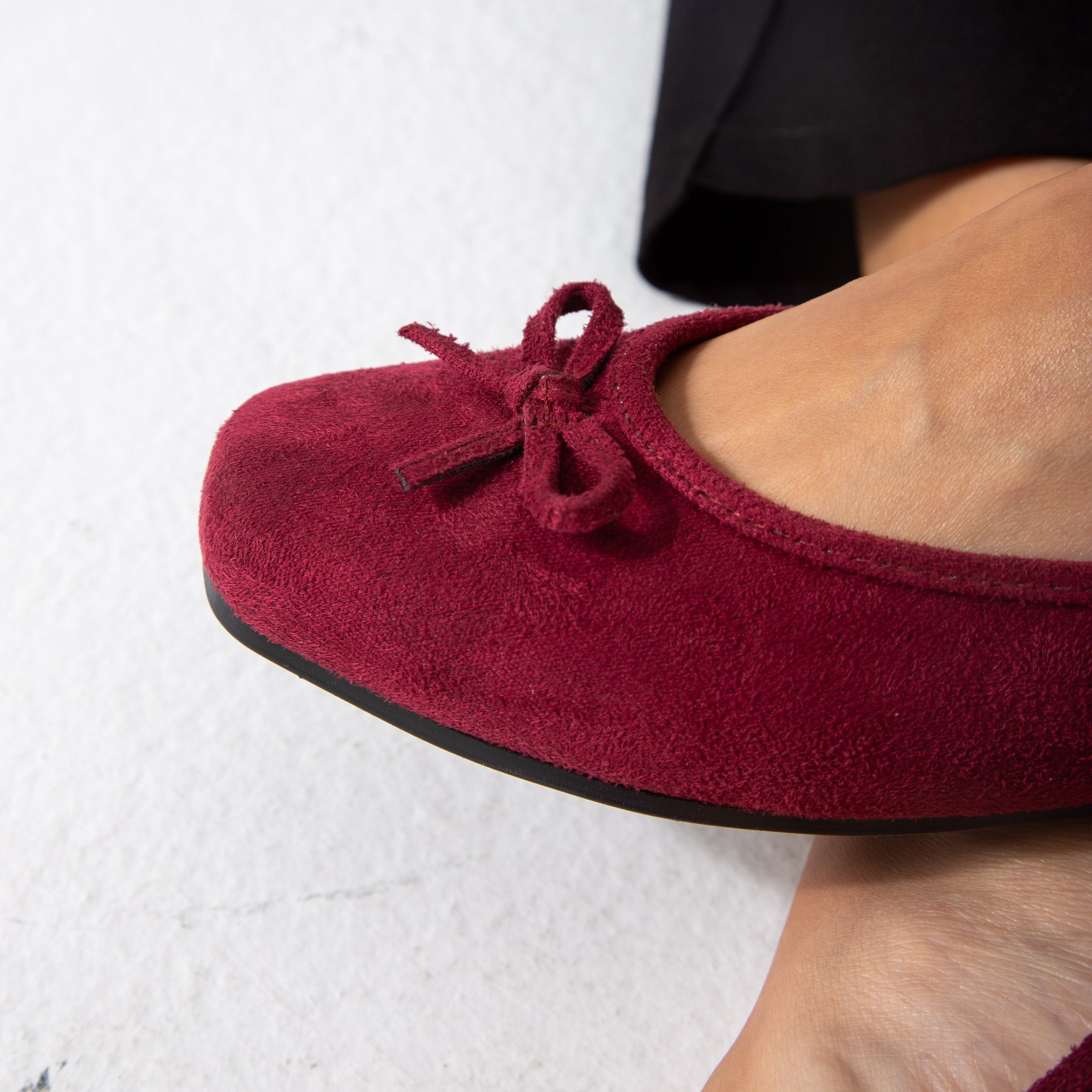 Suede-Ballet Flat-marron