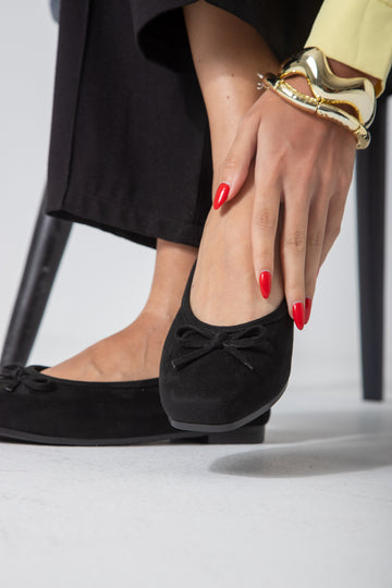 Suede-Ballet Flat-black