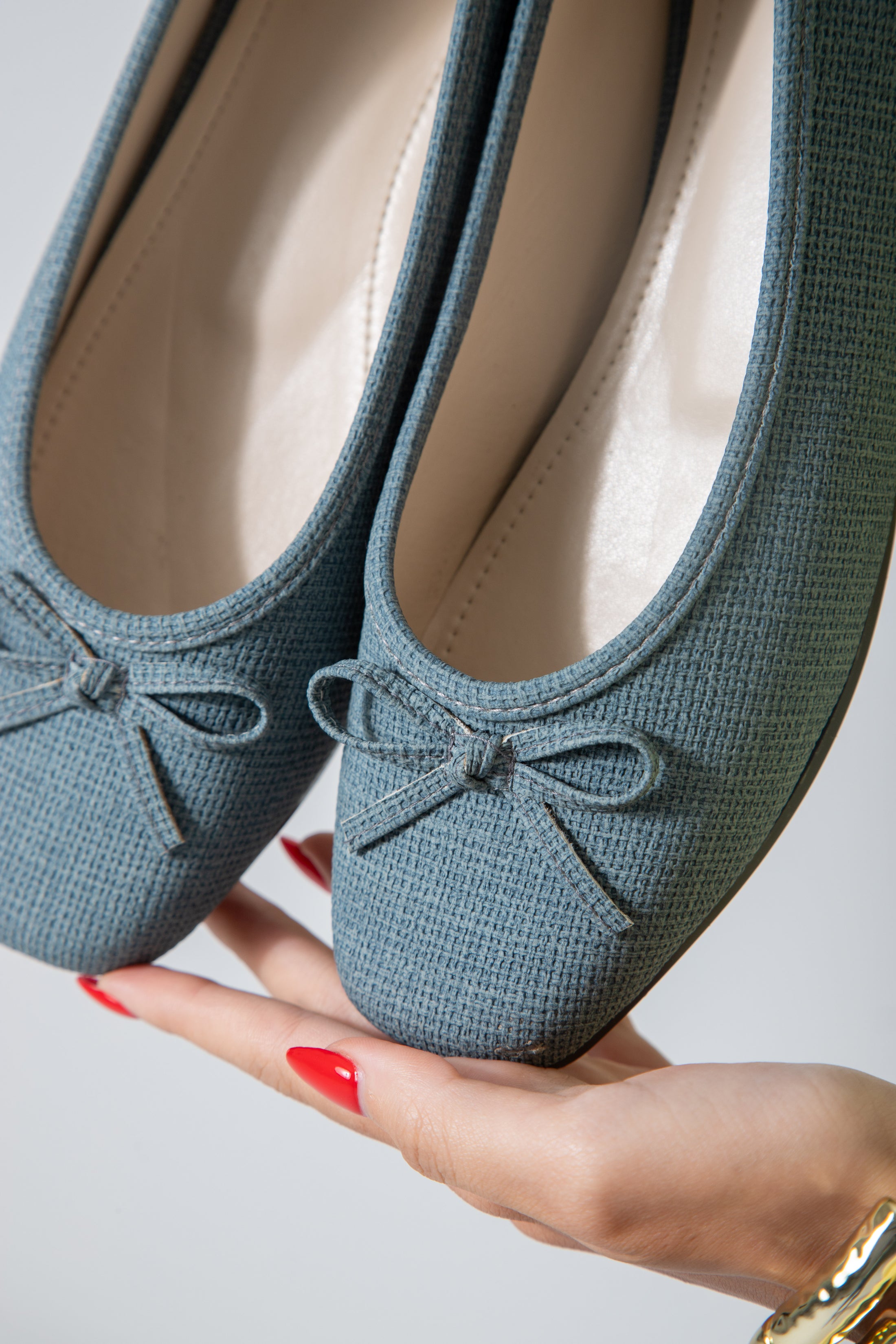 The Textured Ballet Flat-blue
