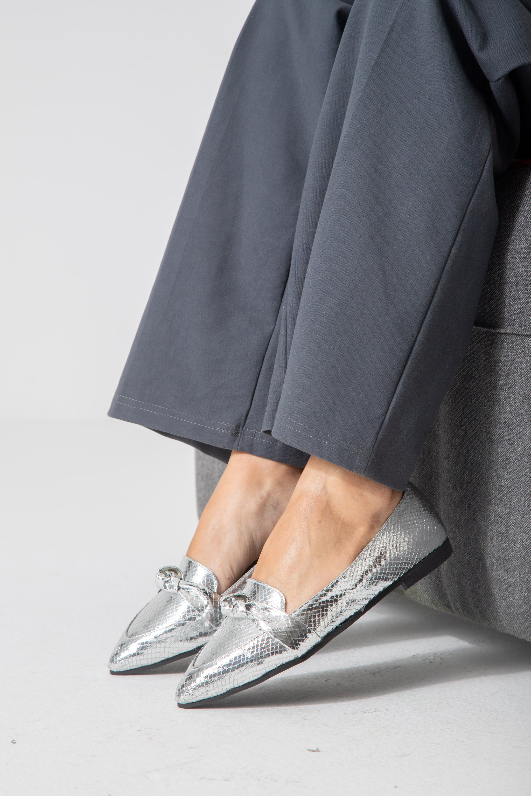 Metallic Snake Flats-silver