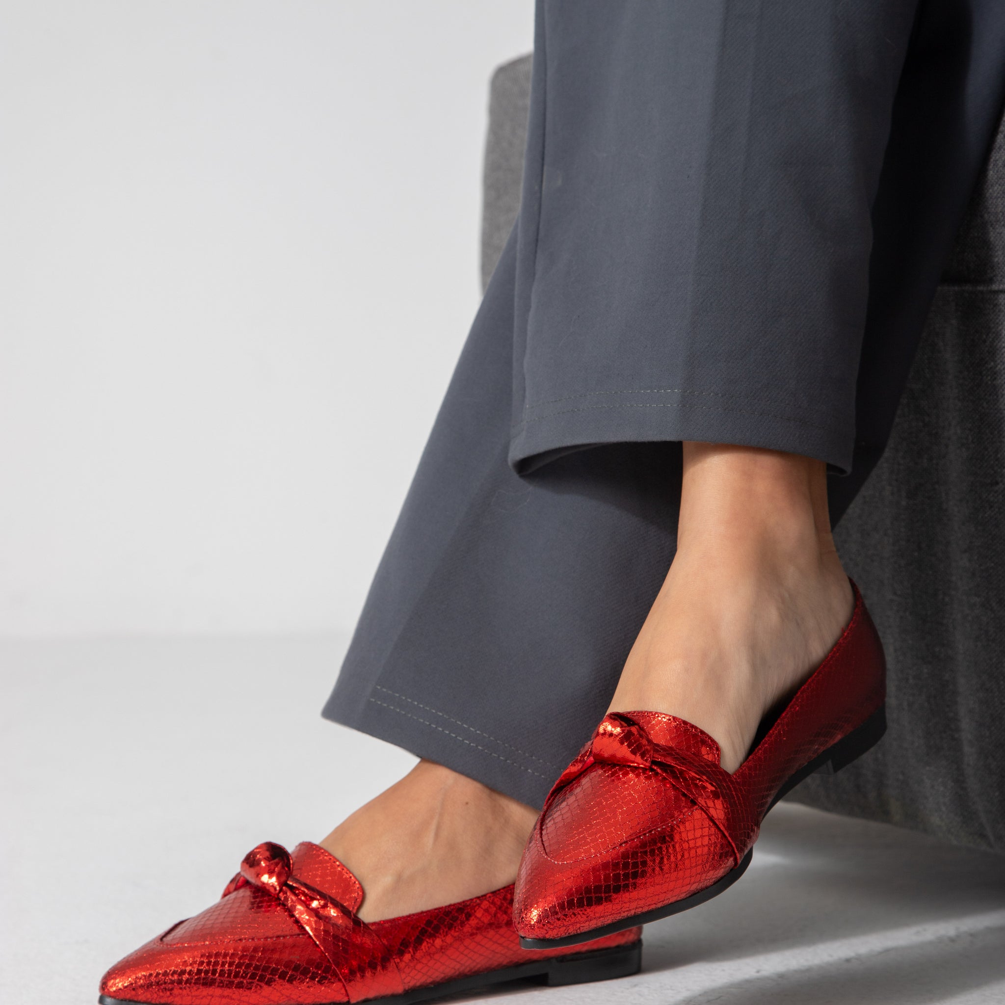 Metallic Snake Flats-red
