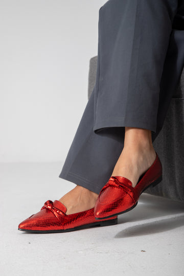 Metallic Snake Flats-red