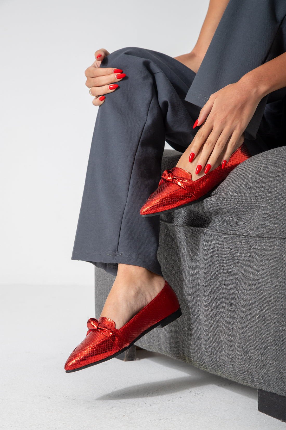 Metallic Snake Flats-red