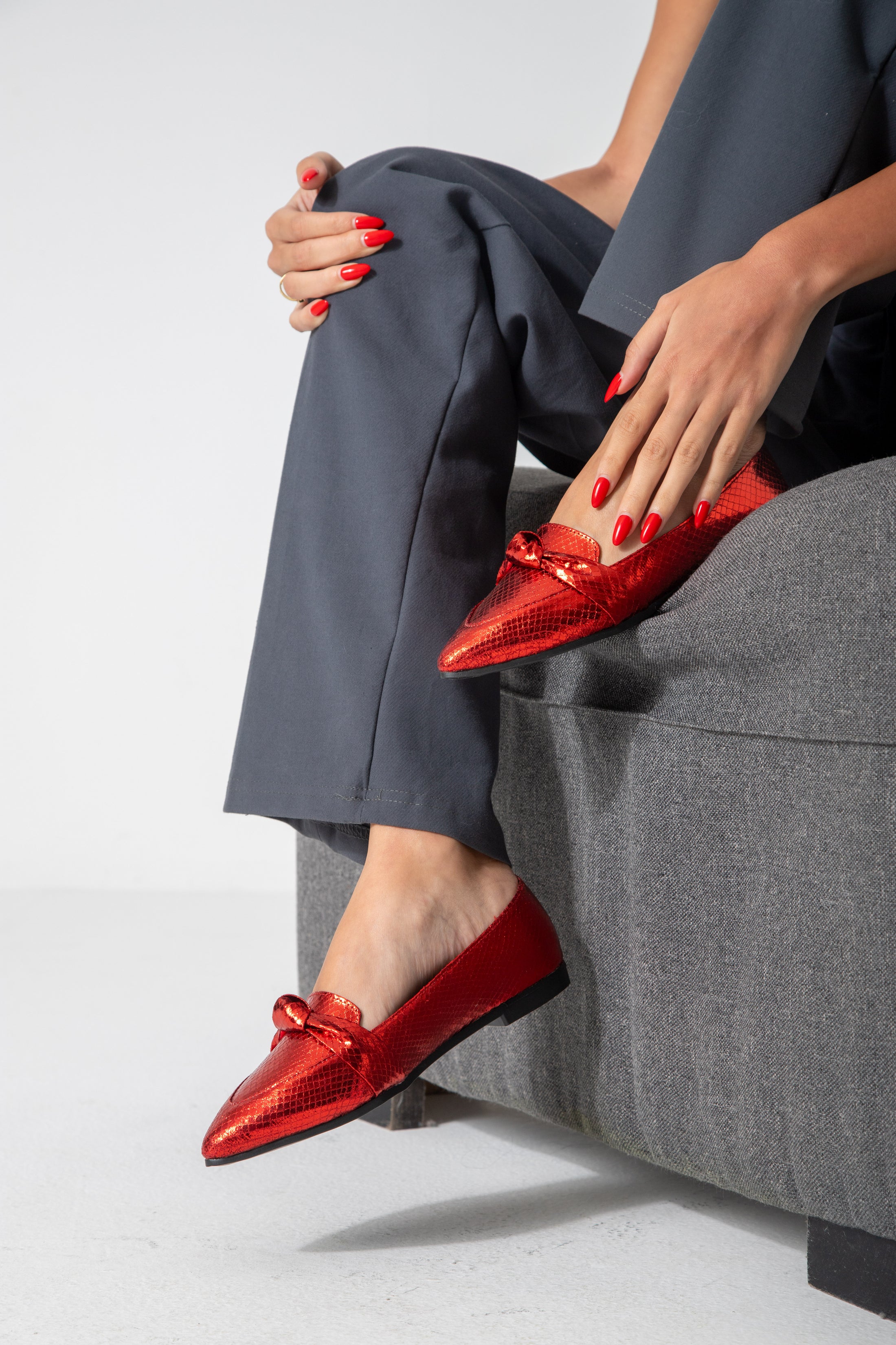 Metallic Snake Flats-red