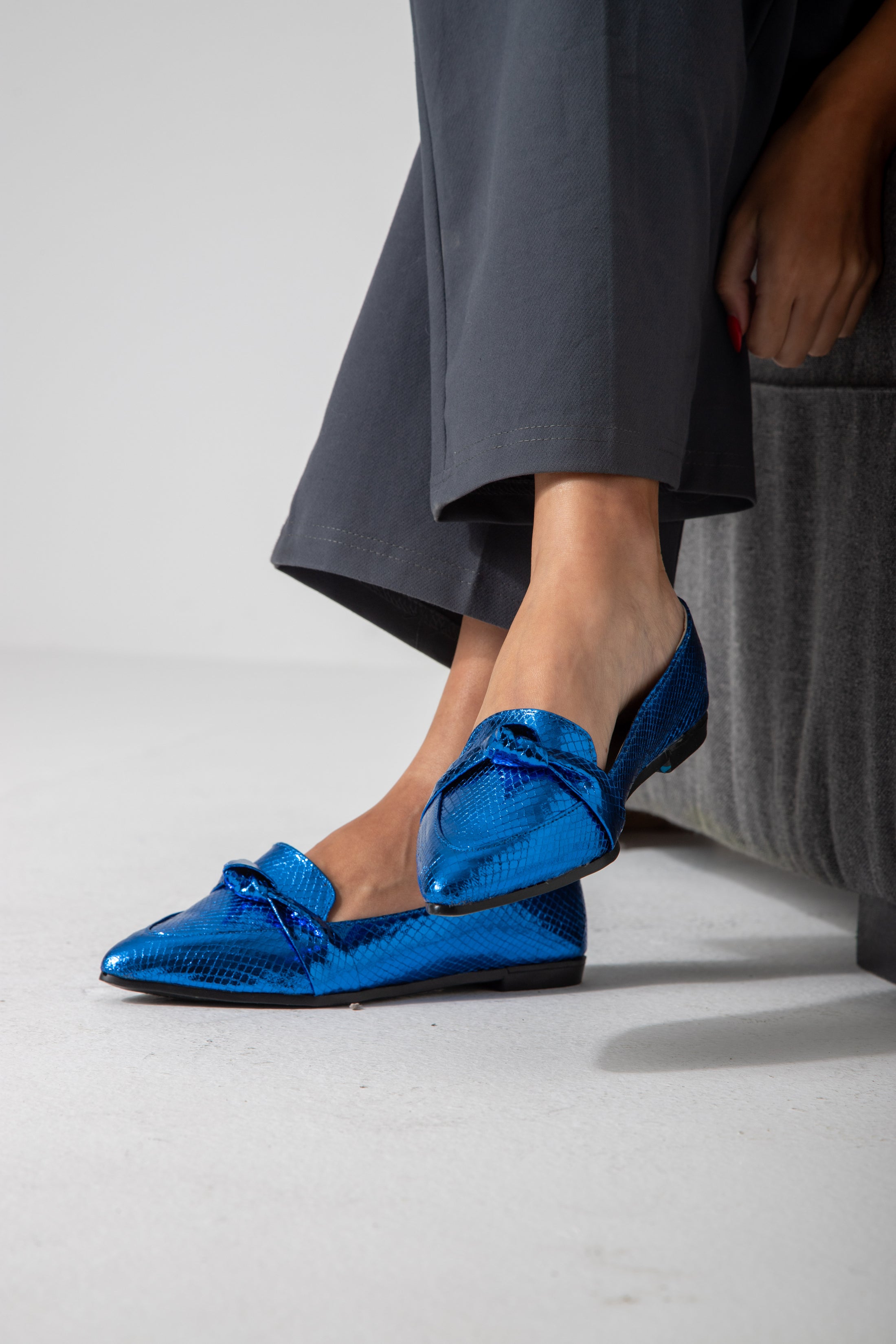 Metallic Snake Flats-blue