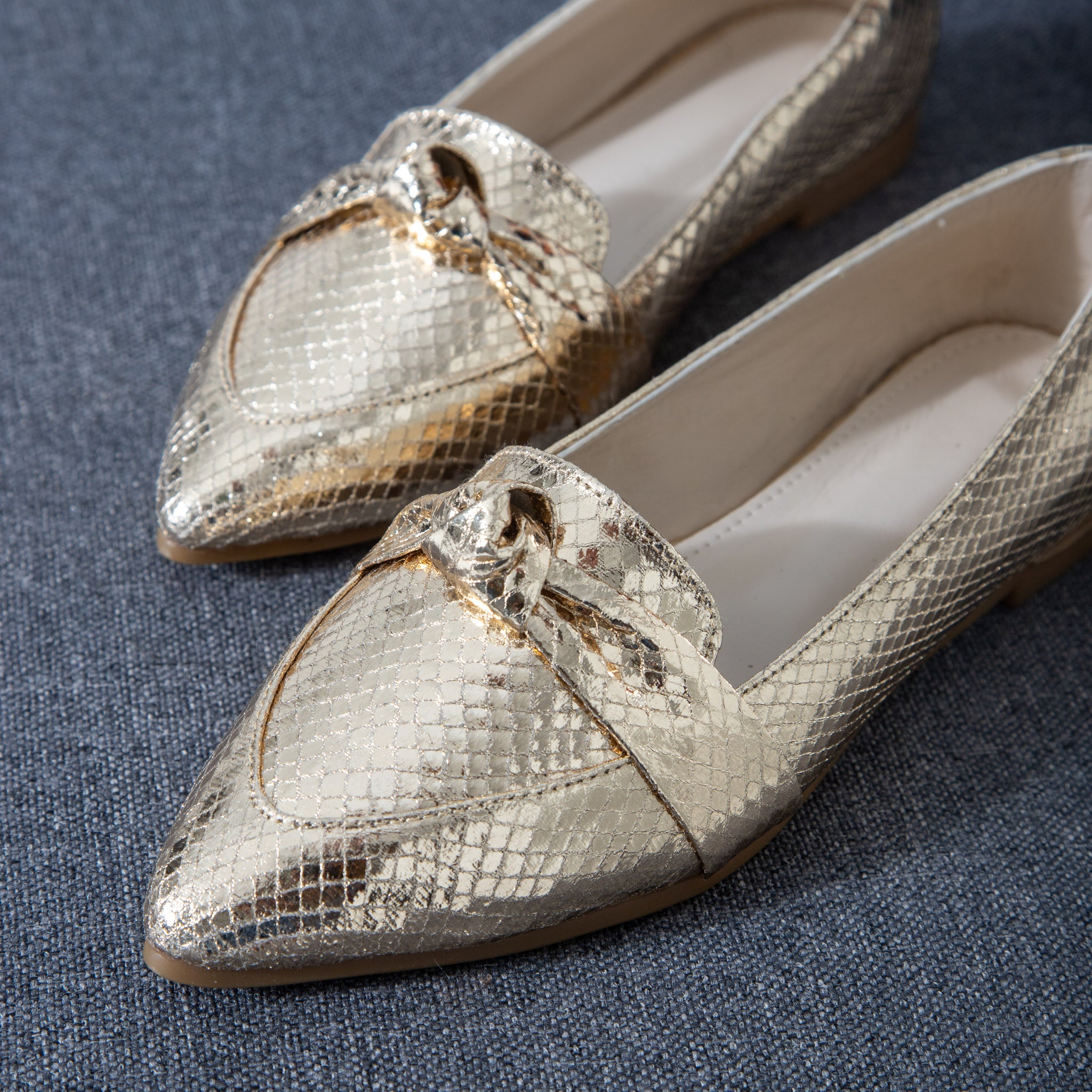 Metallic Snake Flats-gold