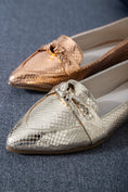 Load image into Gallery viewer, Metallic Snake Flats-gold
